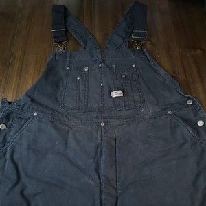 BIG SMITH Men's Carpenter Bib Overalls Black Leg Zip Size 42-44